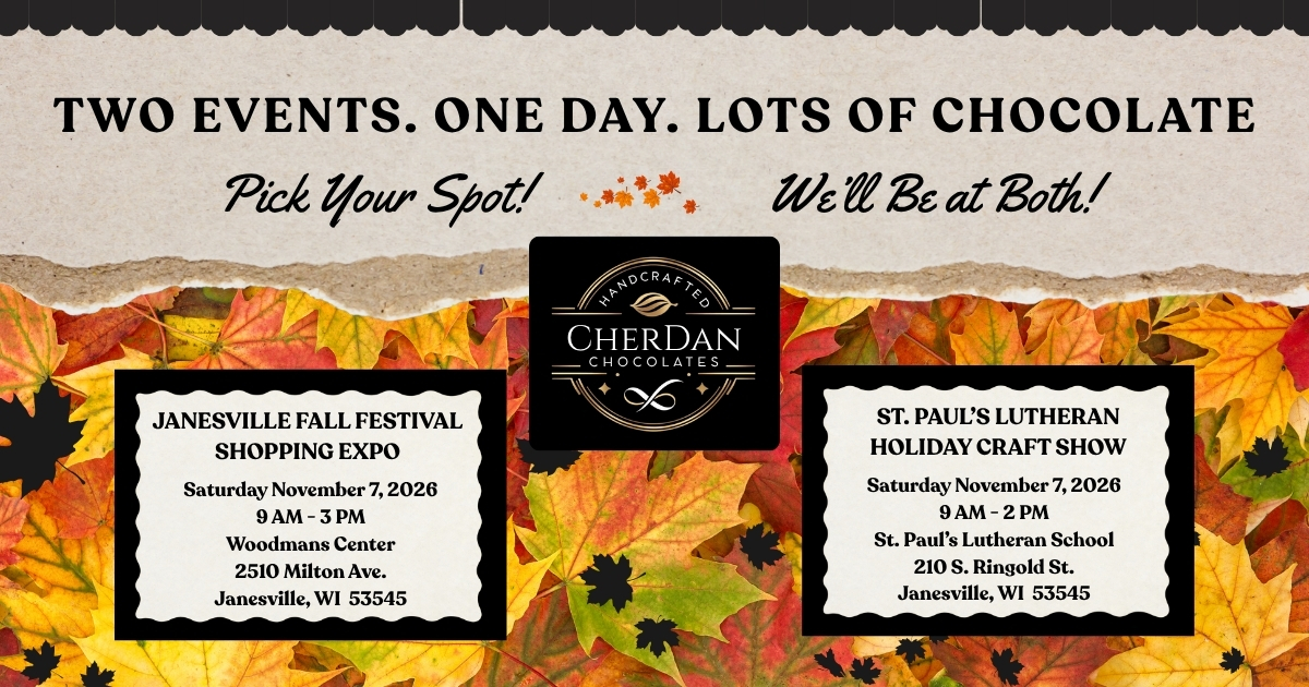 Upcoming November 2026 CherDan Chocolates events